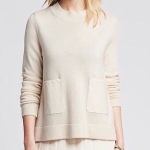 Ann Taylor Cream Double Pocket Sweater